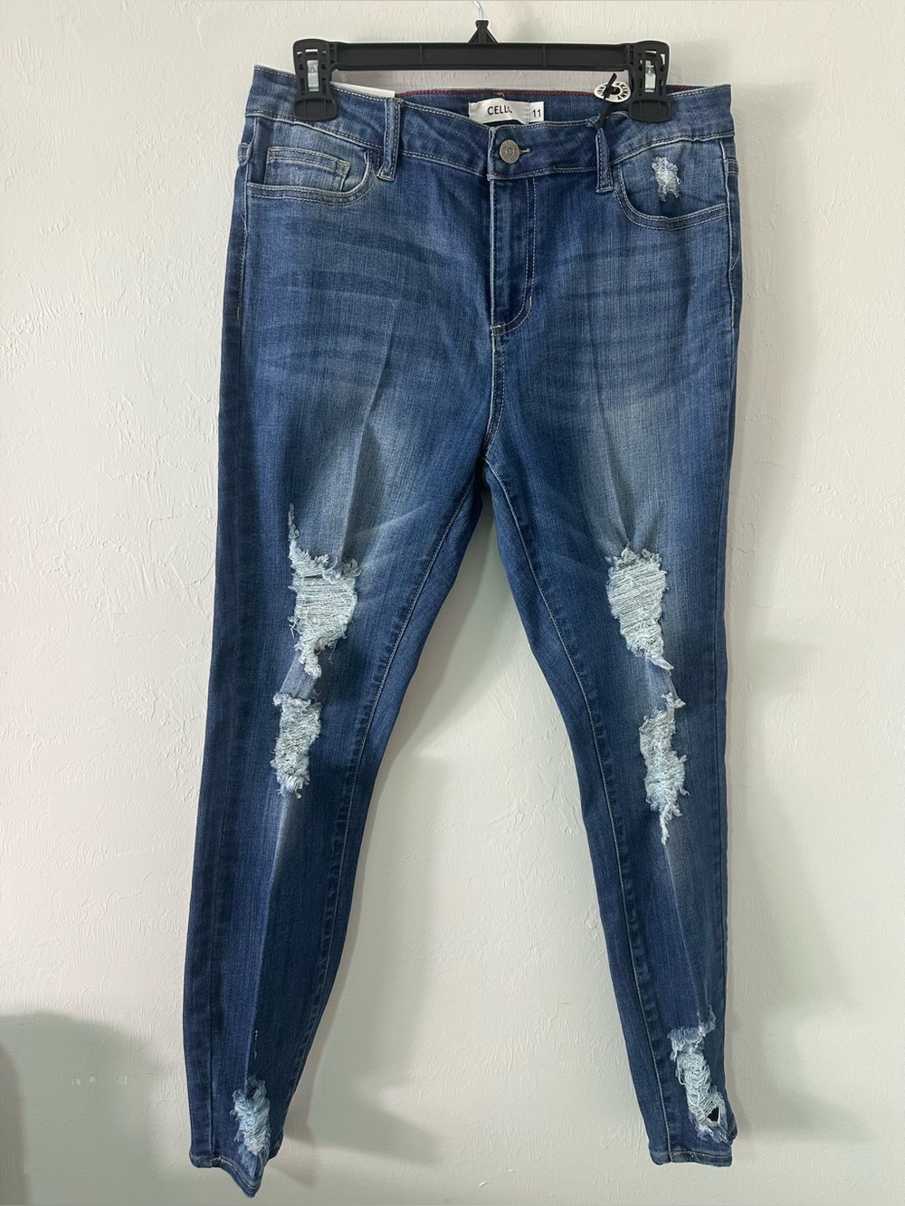 Cello Dark Blue Distressed Skinny Jeans